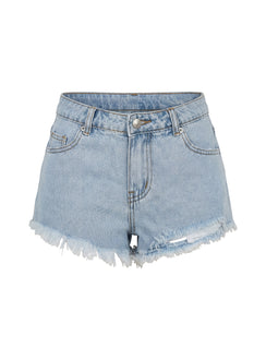 Posse Distressed Micro Denim Shorts Light Blue Wash