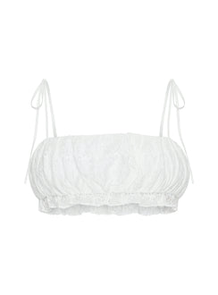 Queens Boulevard Frill Crop Top White