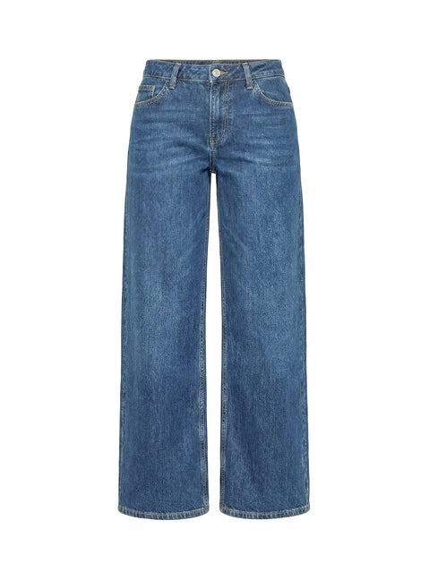 Ramos Low Rise Wide Leg Jeans Mid Blue Wash