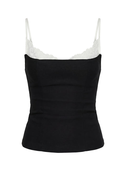 Renaissance Corset Lace Top Black / White