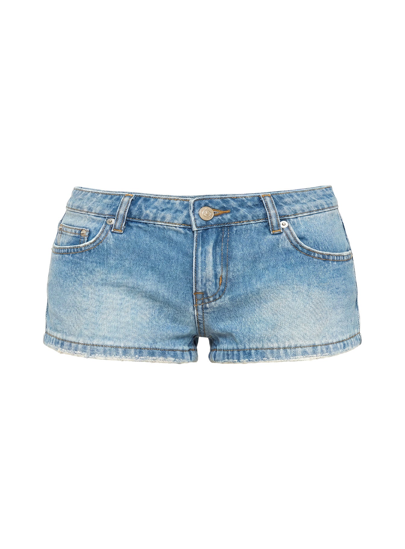 Roadie Ultra Low Rise Shorts Mid Blue Wash
