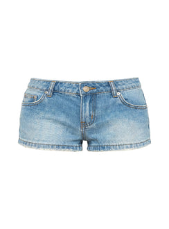 Roadie Ultra Low Rise Shorts Mid Blue Wash
