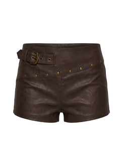 Romey Studded Micro Shorts Charcoal Brown