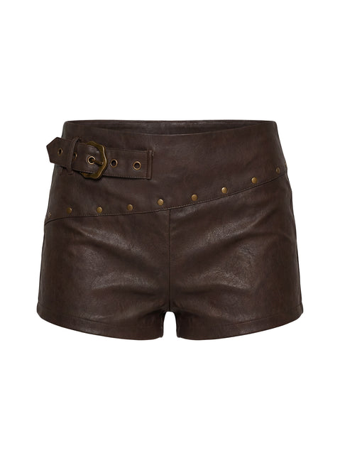 Romey Studded Micro Shorts Charcoal Brown