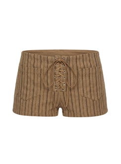 Ronnee Lace Up Shorts Brown Stripe