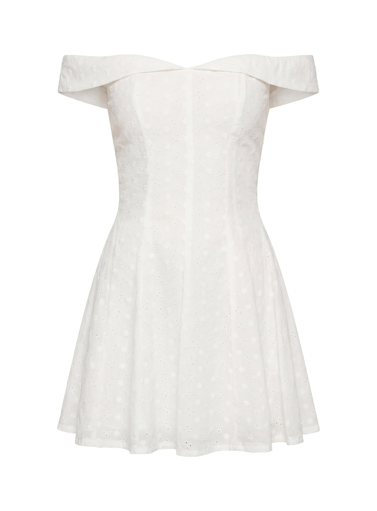 Rosebud Broderie Off The Shoulder Mini Dress White
