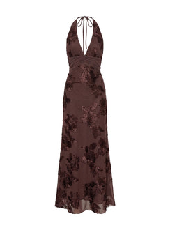 Rousseau Halter Maxi Dress Espresso