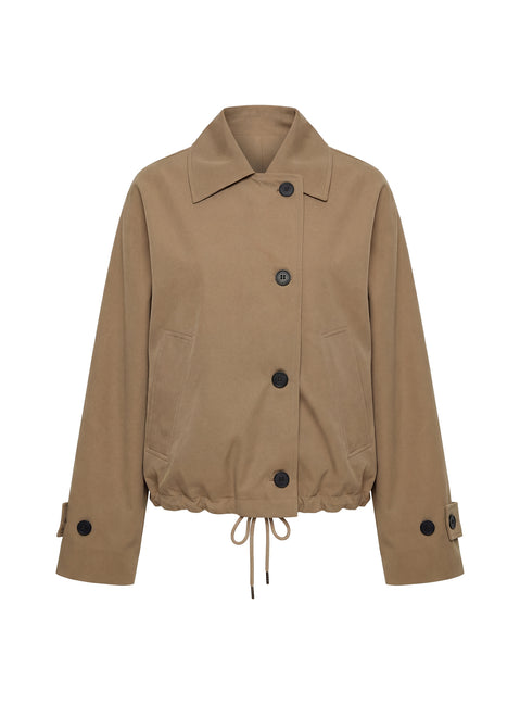 Sandria Cropped Trench Coat Beige