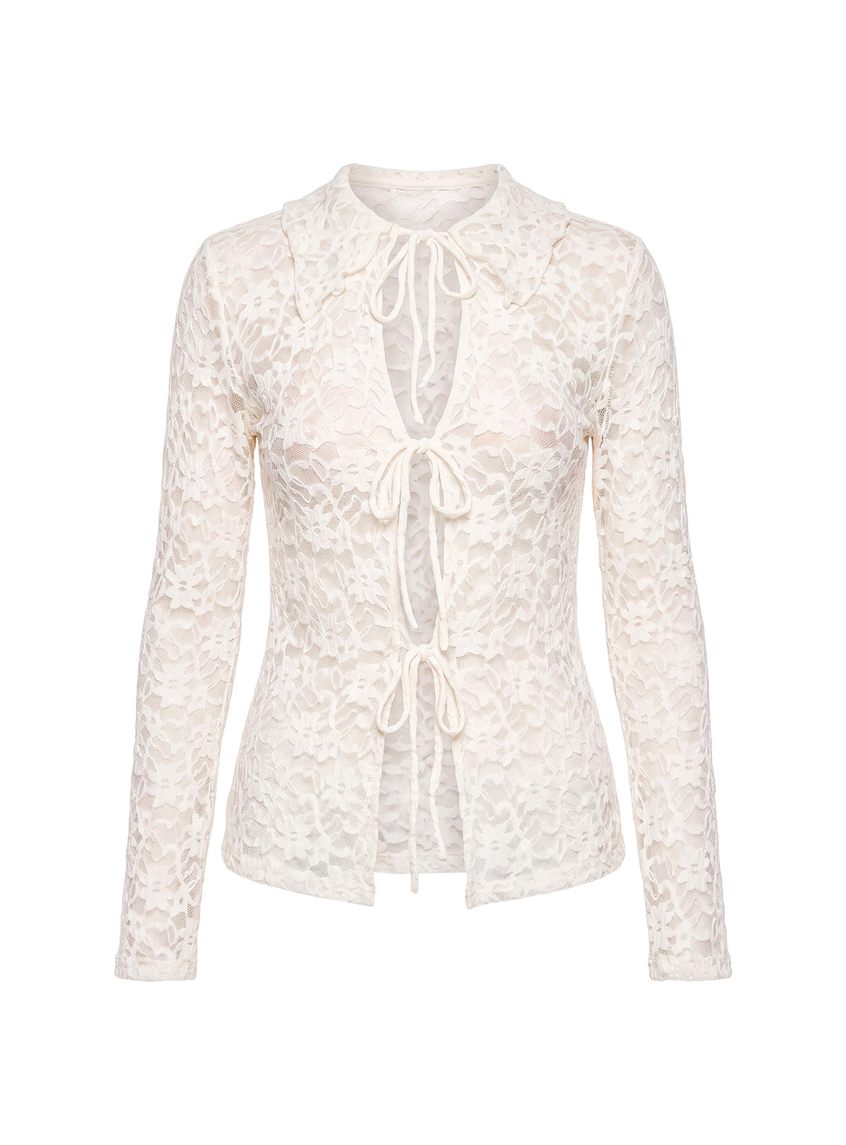 Secret Charms Lace Long Sleeve Top Cream