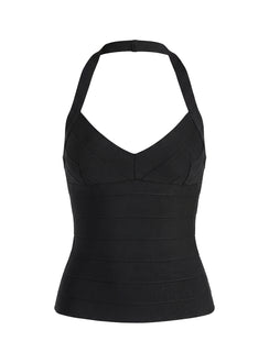Sefina Bandage Halter Neck Top Black