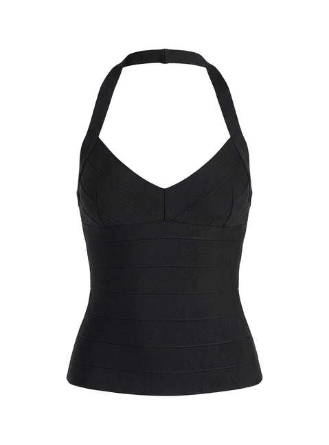 Sefina Bandage Halter Neck Top Black