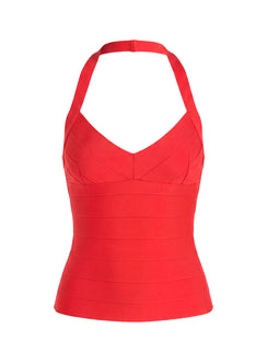 Sefina Bandage Halter Neck Top Red