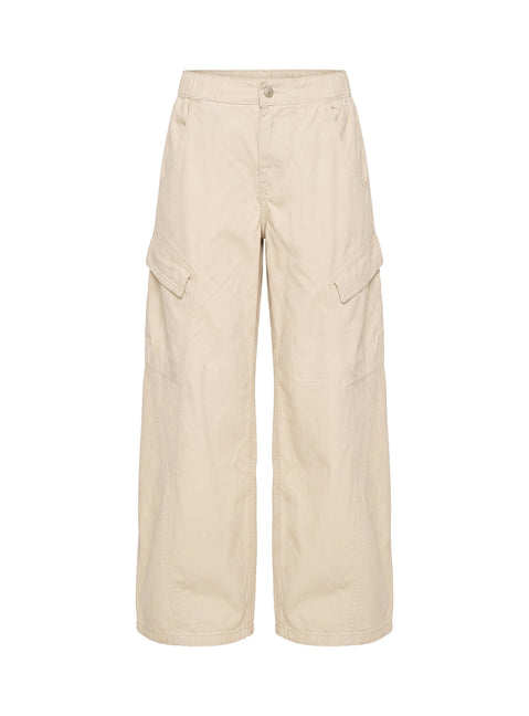 Selective Memory Low Rise Wide Leg Cargo Pants Cream