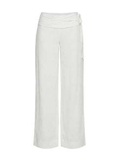 Silver Moon Linen Blend Tie Pants White Tall