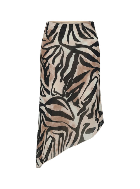 Suella Asymmetrical Midi Skirt Zebra