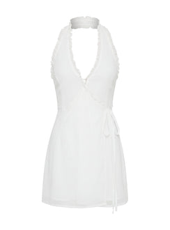Taija Wrap Mini Dress White