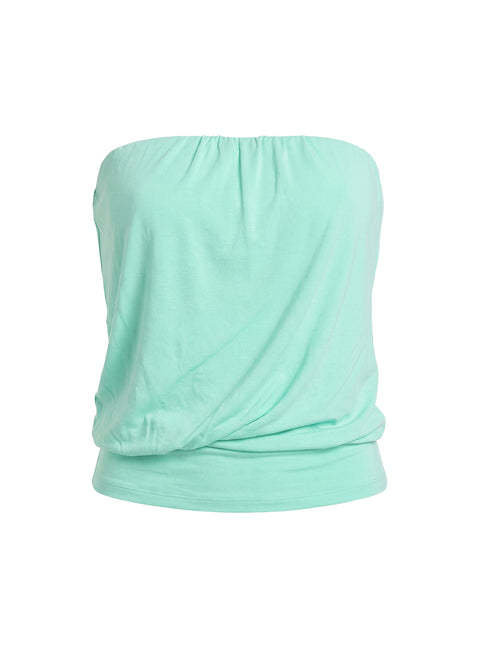 Taleisa Gathered Drape Strapless Top Aqua
