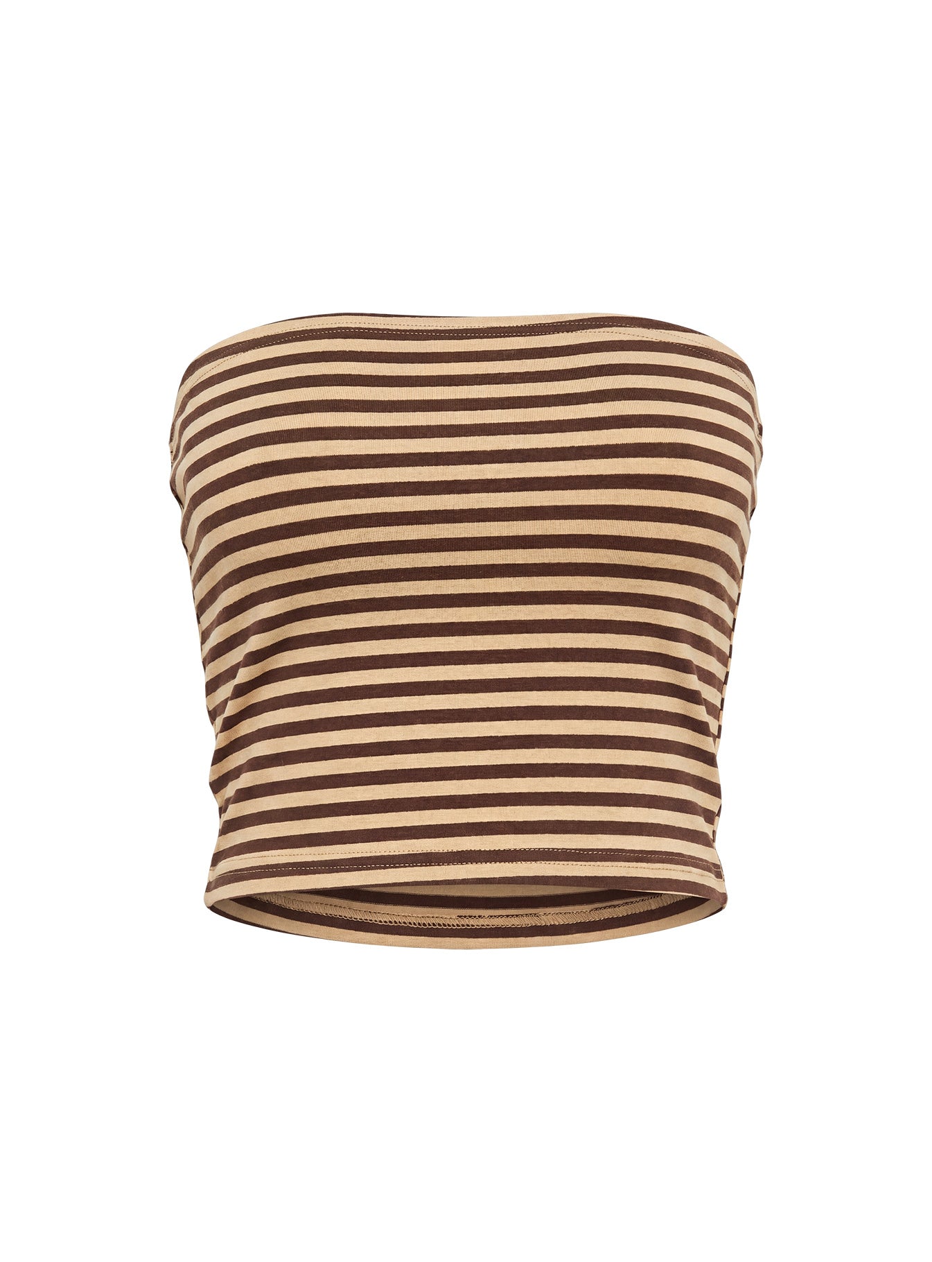 Timora Strapless Top Brown Stripe