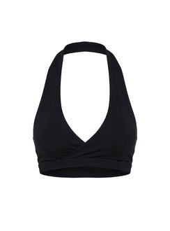 Lock In Active Halter Crop Top Black