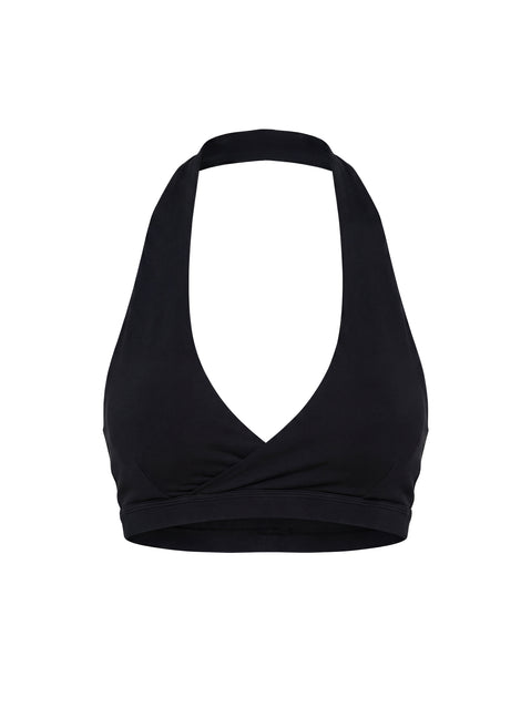 Lock In Active Halter Crop Top Black