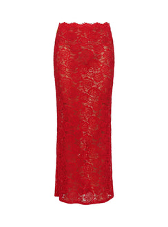 Vionna Lace Maxi Skirt Red