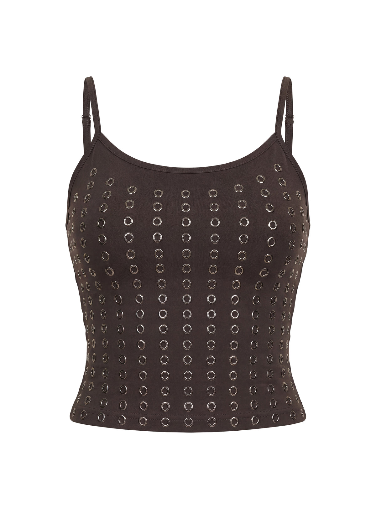Winter Solstice Scoop Neck Eyelet Detail Top Dark Slate