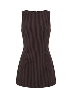 Yumiko Romper Brown Pinstripe Petite