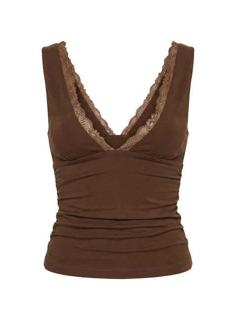 Zespri Lace Jersey Top Brown