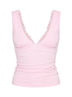 Zespri Lace Jersey Top Pink