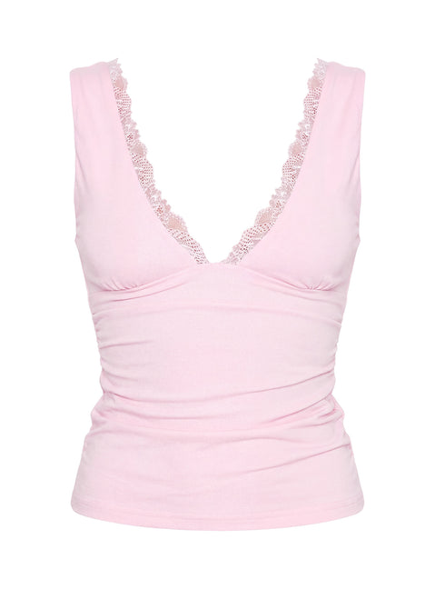 Zespri Lace Jersey Top Pink