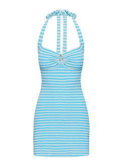 product Princess Polly Golden Era Halter Mini Dress Blue Stripe Sweetheart Neckline 