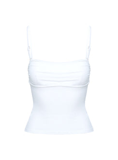 product Princess Polly Halbert Ruched Top White Sleeveless Square Neck 