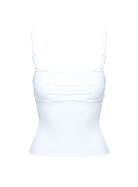 product Princess Polly Halbert Ruched Top White Sleeveless Square Neck 