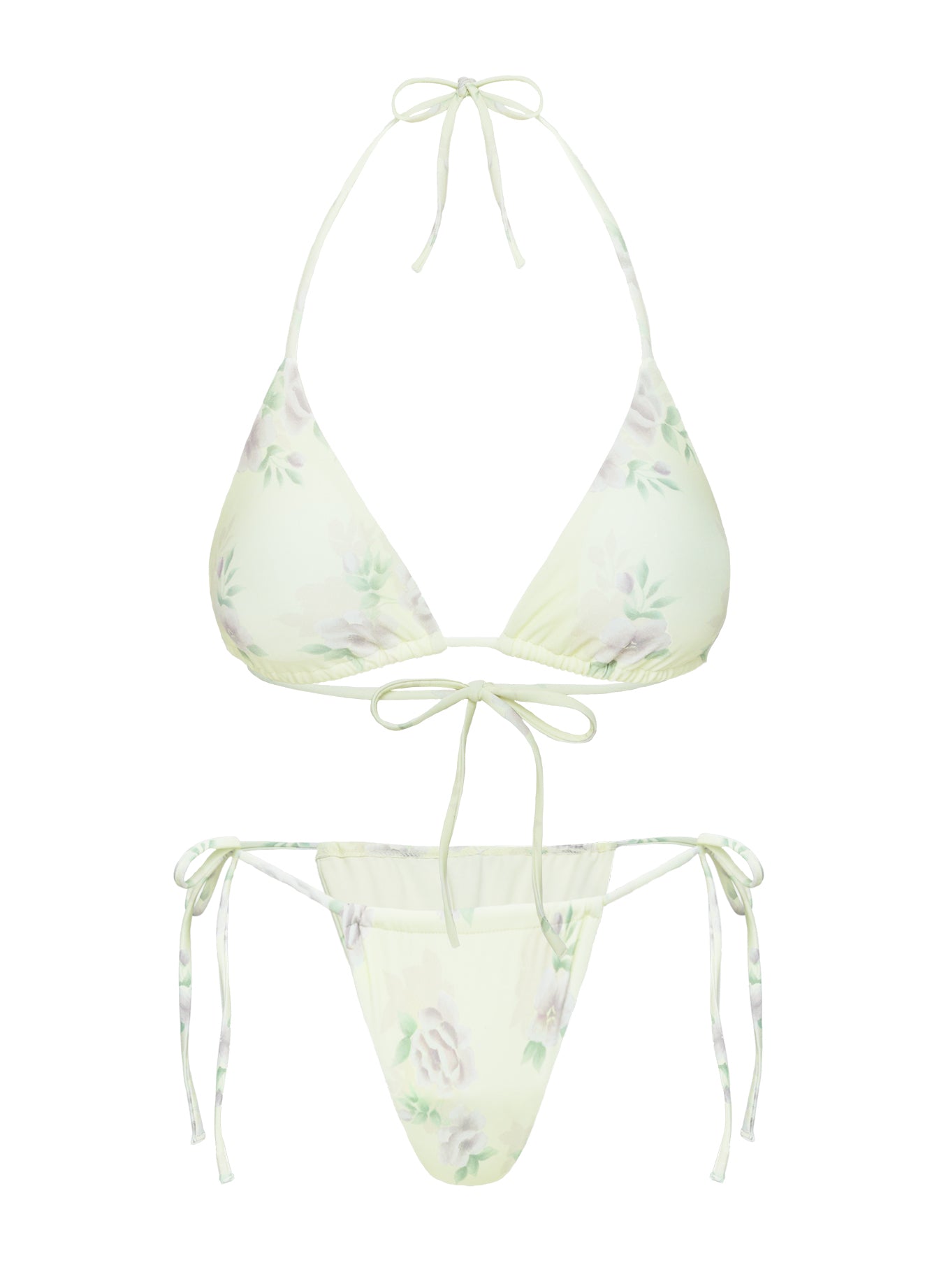 Jenner Triangle Bikini Top Yellow / Purple Floral