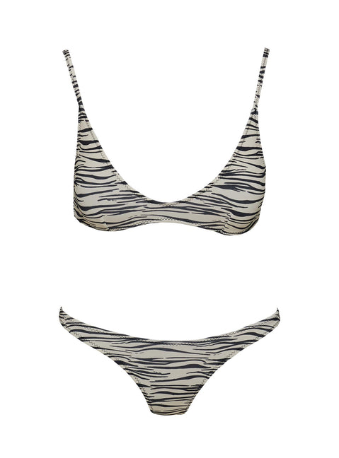 Zebra print bikini top Adjustable shoulder straps, clasp fastening at back