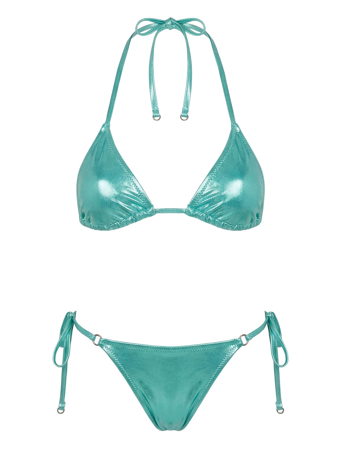Jenner Metallic Tie Side Bikini Bottom Green