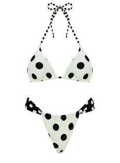 Jenner Triangle Bikini Top Cream / Polka Dot