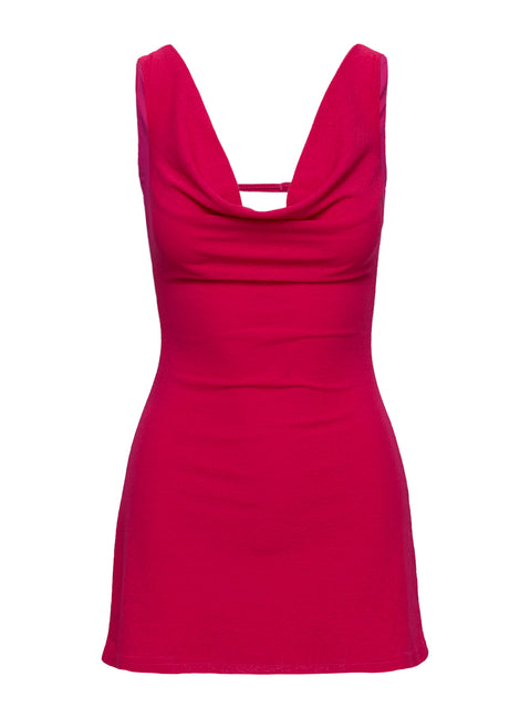 Killer Queen Cowl Mini Dress Pink Cowl Neck 