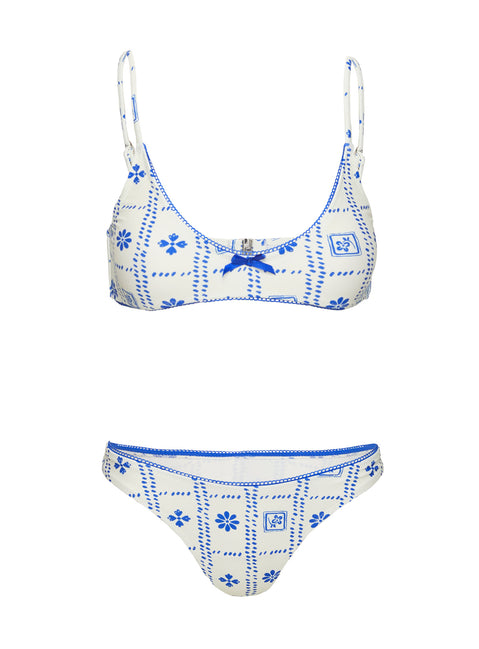 Kursti High Cut Cheeky Bikini Bottoms Blue / White