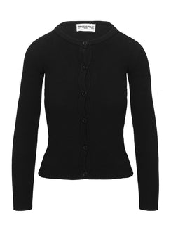 back view of model wearing Princess Polly Lauraine Cardigan Black Cropped 
