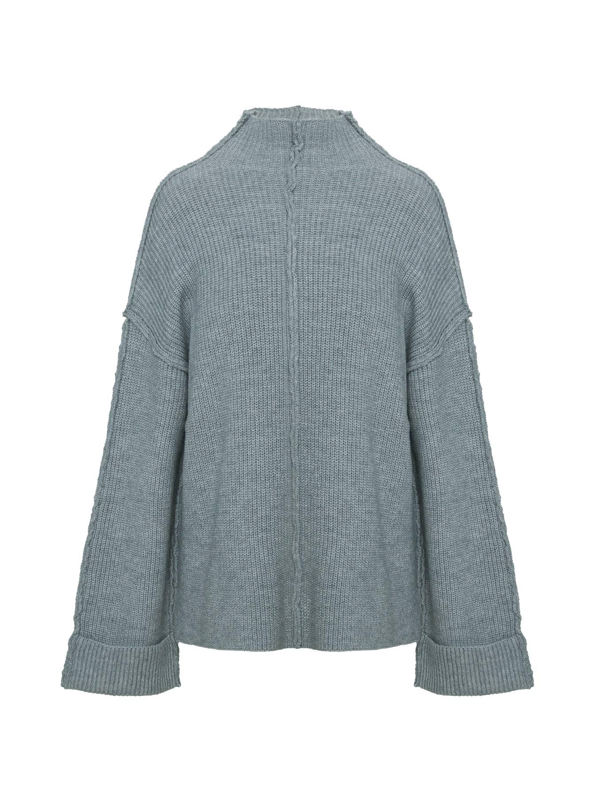 back view of model wearing Princess Polly Lachlynn Oversized Knit Sweater Charcoal Marle 