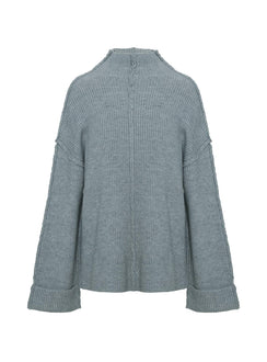 back view of model wearing Princess Polly Lachlynn Oversized Knit Sweater Charcoal Marle 