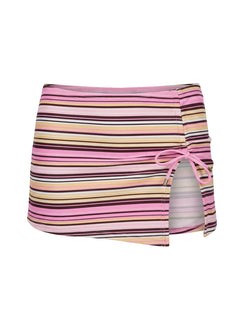 Lemargo Tie Ruched Swim Skirt Pink / Yellow Stripe