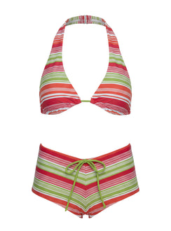 Tan Lines Micro Swim Shorts Red / Green Stripe