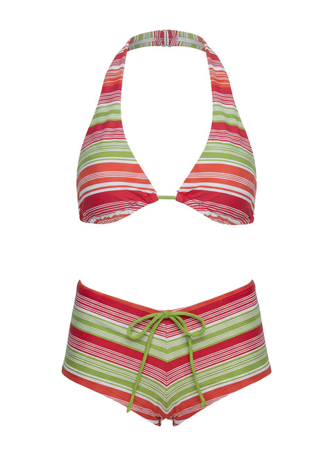 Tan Lines Micro Swim Shorts Red / Green Stripe