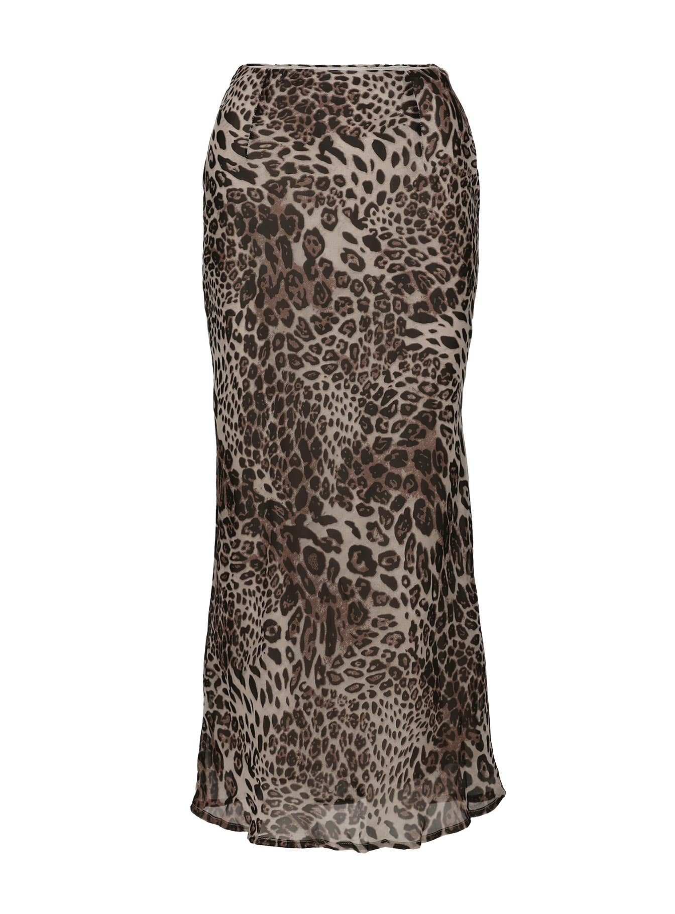   side view of model wearing Princess Polly Manda Maxi Skirt Leopard Maxi 