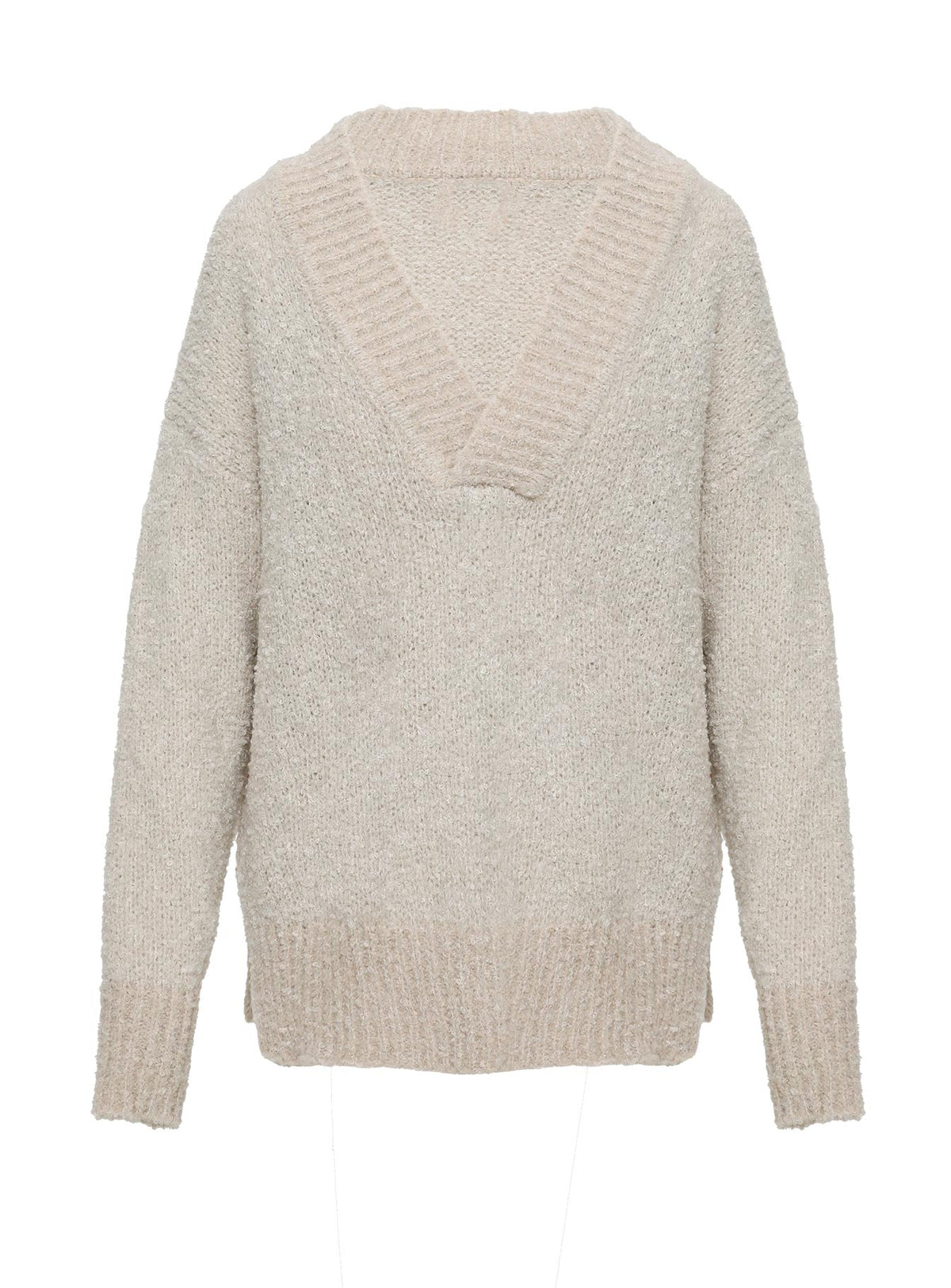 back view of model wearing Princess Polly Mich Knit Sweater Beige 