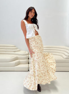 product Miriah Maxi Skirt Cream Floral Princess Polly  Midi Skirts 