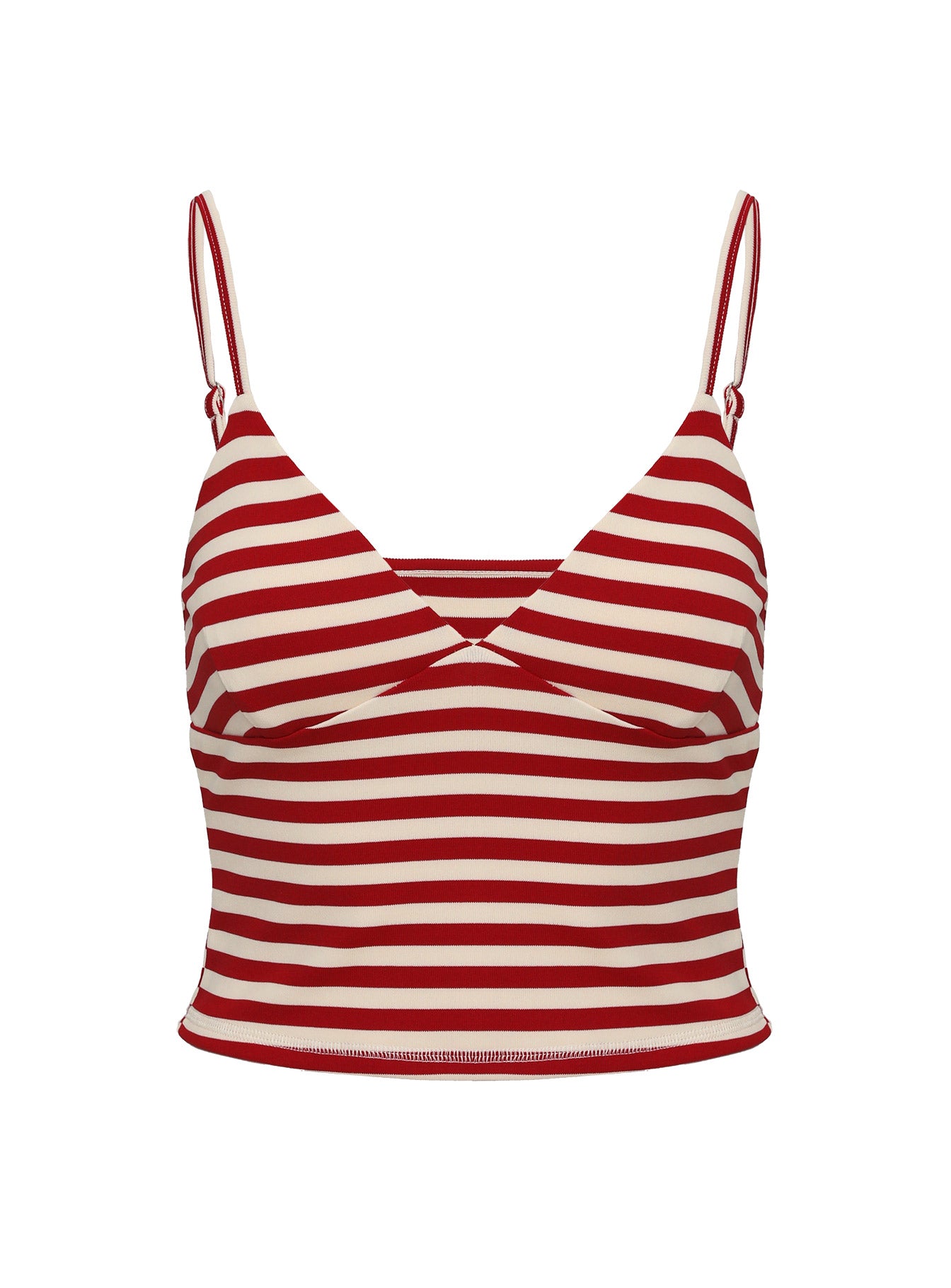product Princess Polly Miztaray Cami Top Red / Cream Stripe Sleeveless V-Neck 
