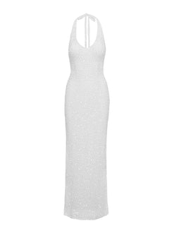 product Princess Polly Moon And Back Boucle Sequin Maxi Dress White Plunger 